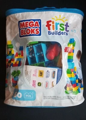 Mega Bloks Big Building Bag 60-Piece Classic Primary Colors First Builders Start - Image 1 of 4
