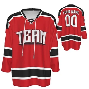 NEW Custom Personalized Red and Black Team Hockey Jersey Shirt JS-11 - Picture 1 of 6