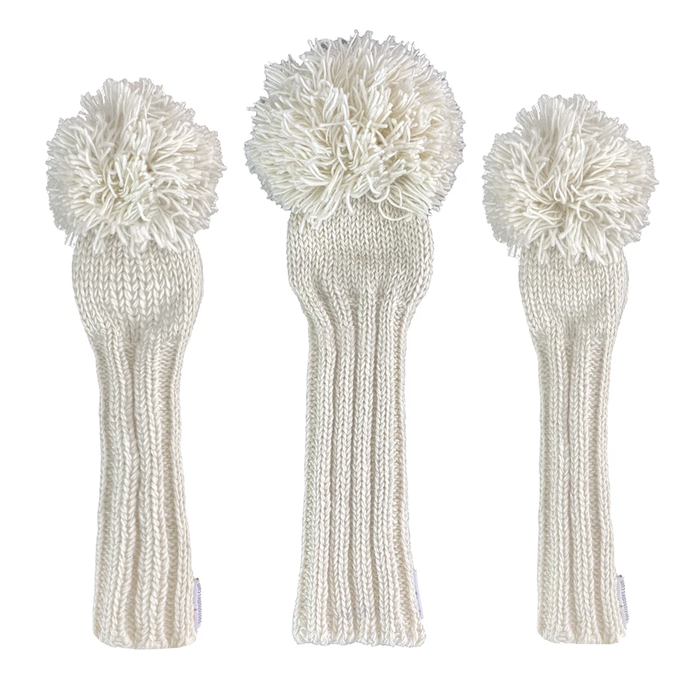 Sunfish White Out all white knit wool golf headcover set - driver fairway hybrid - Image 1 of 1