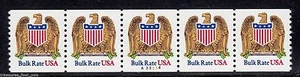 2602 Eagle & Shield Bulk Rate USA Stamp PL# A33334 PNC5 Plate Number Coil Strip - Picture 1 of 1