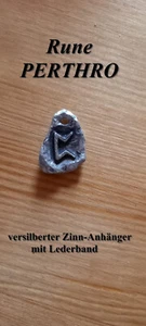 Colgante runa PERTRO amuleto estaño plateado vikingo antiguo. Recompensa Futhark - Imagen 1 de 1