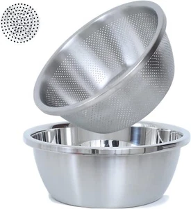304 Stainless Steel Microporous Colander, 3.5QT Large Capacity with Mixing Bo... - Picture 1 of 4