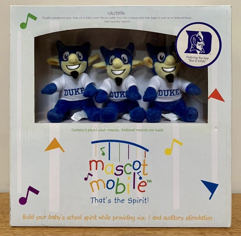 Mascot Mobile DUKE BLUE DEVILS Musical Baby Mobile: NCAA • Blue & White Tune Cover