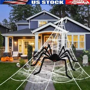 Fake Big Spider Giant Triangular Spider Web Party Outdoor Halloween Decorations - Picture 1 of 12