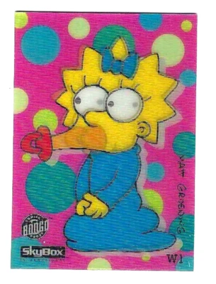 The Simpsons Series 1 Wiggle Card W1 MAGGIE Skybox 1993 Near MT-MT - Image 1 of 2