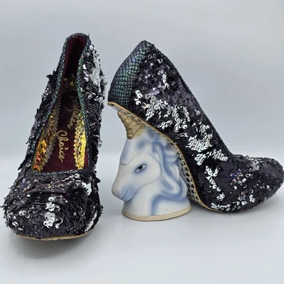 Нестандартный выбор The Gold Star Collectio Black Пайетки Единорог Каблуки размер 10/41 - Изображение 1 из 4