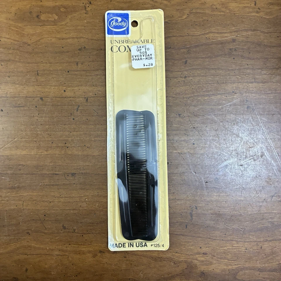 Vintage Goody Comb Set USA 90s Style Line Black Unbreakable 2 Pocket
