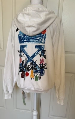 Off White Brand White Zip Up Hoodie Size XS New Authentic - Image 1 of 4