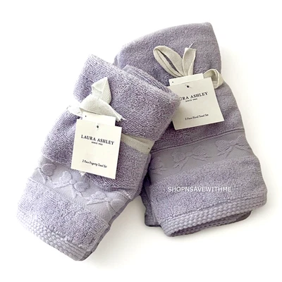Juegos de toallas de mano y punta de dedo Laura Ashley con arcos de lavanda nuevos con etiquetas Foto 1 de 4