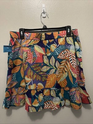 Falda para mujer Cynthia Rowley talla grande floral multicolor ligera transpirable Foto 1 de 4