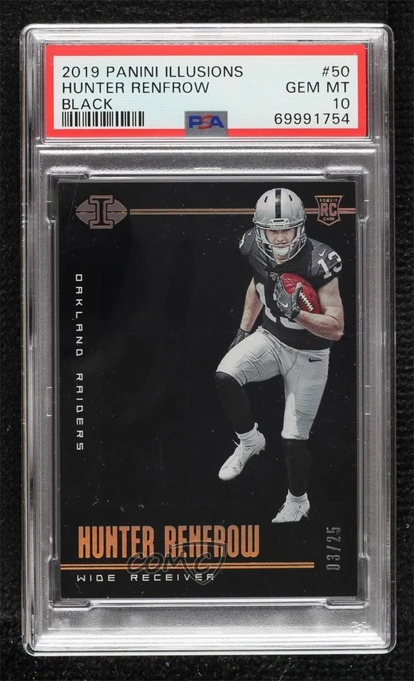2019 Panini Illusions Black /25 Hunter Renfrow #50 PSA 10 GEM MT Rookie RC - Image 1 of 2
