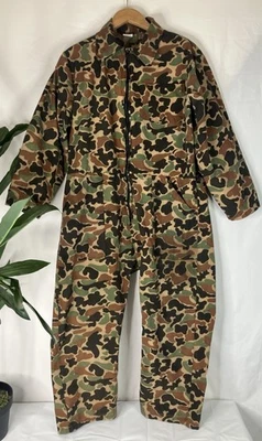 Vintage Kmart Camouflage Hunting Coveralls Duck Camo Mens Large Unlined - Image 1 of 4