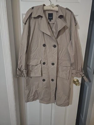 Simply Vera Wang Trench Coat Women's  L Long Sleeve Khaki/Tan New Without Tags - Image 1 of 3