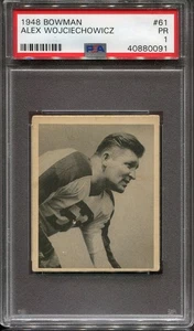 1948 Bowman #61 Alex Wojciechowicz Philadelphia Eagles – Rookie - PSA 1 Poor - Picture 1 of 2