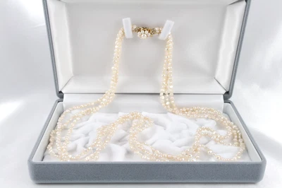 Tasaki Keshi Pearl 3-Strand Necklace 4mm  25" 14K Gold with Akoya Clasp - Image 1 of 4