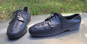 Dexter schwarze bequeme Leder-Halbschuhe mit Schnürung - gewebte Details - hergestellt in den USA - Damengröße 8N - Bild 1 von 9