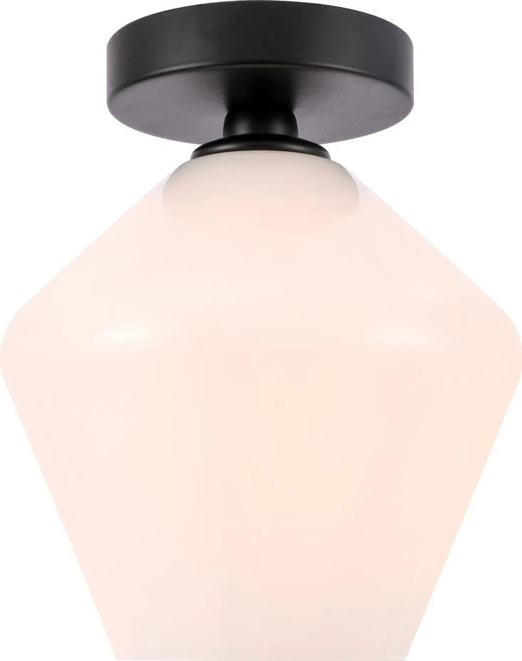 Gene Frosted White and Black Ceiling Light Fixture - Image 1 of 1