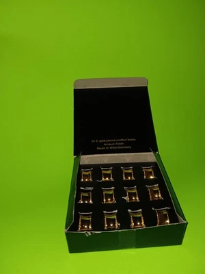 Juego de 12 servilleteros de latón artesanales chapados en oro de 24 K vintage con Alemania leer Foto 1 de 4