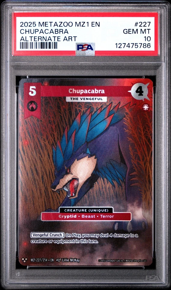 PSA 10 GEM MINT Chupacabra Alt Art 227/214 MetaZoo 2025 Base Set - Image 1 of 1