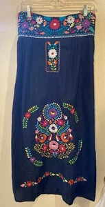 New Mexican Cotton Embroidered Strapless Dress  - Picture 1 of 4