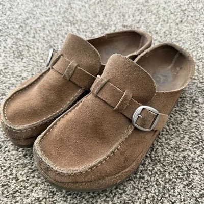 Birkenstock Buckley Gamuza Zueco Mula Mocasines Sin Cordones Marrón 40 L9 Para Mujer Foto 1 de 4