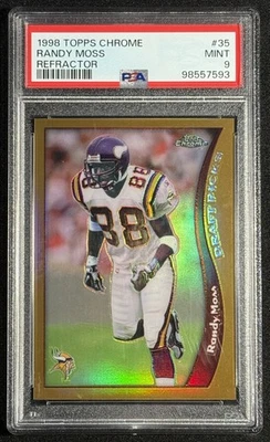 RANDY MOSS PSA 9 1998 TOPPS CHROME #35 ROOKIE CARD REFRACTOR RC VIKINGS MINT SP - Image 1 of 2