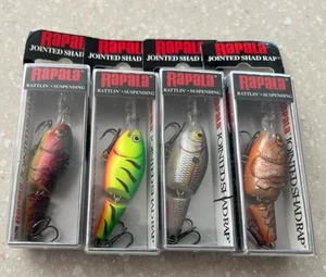 4 New Rapala Jointed Shad Raps JSR-4 Rattlin Suspending Lot- 4 Colors - Picture 1 of 2