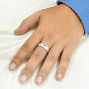 7mm Solid 925 Sterling Silver Mens 0.75 Carat CZ Wedding Band Ring Size 8-12 - Bild 1 von 8