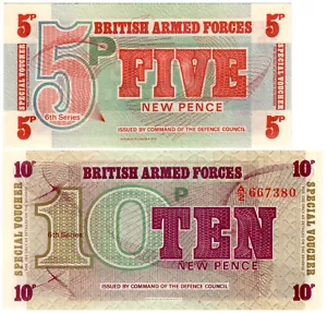 British Armed Forces 5 & 10 New Pence P#M44 & M45 (6th Series) 1972 UNC - Picture 1 of 1