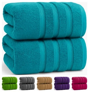 2X Super Jumbo Bath Sheets Big Towels 100x 200 cm Egyptian Cotton XXL Bath Sheet - Picture 1 of 71