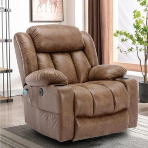 Swivel Glider Rocking Recliner Chair Overstuffed Manual Massage Heat Vibration S - Picture 1 of 11