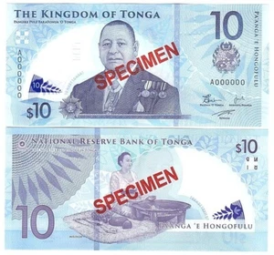 Tonga - 10 Pa'anga 2023 UNC P. 52s - Specimen - Polymer Lemberg-Zp - Picture 1 of 1