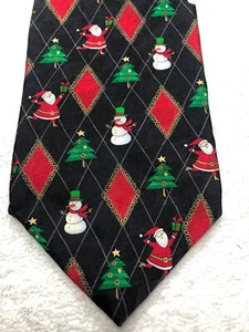 HALLMARK MENS TIE CHRISTMAS BLACK WITH RED GREEN 4 X 57 NWOT  - Picture 1 of 4