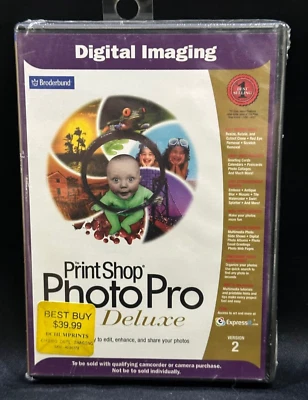 NEW Print Shop Photo Pro Deluxe (PC CD-ROM, 2000) Digital Imaging SEALED Ver. 2 - Image 1 of 3