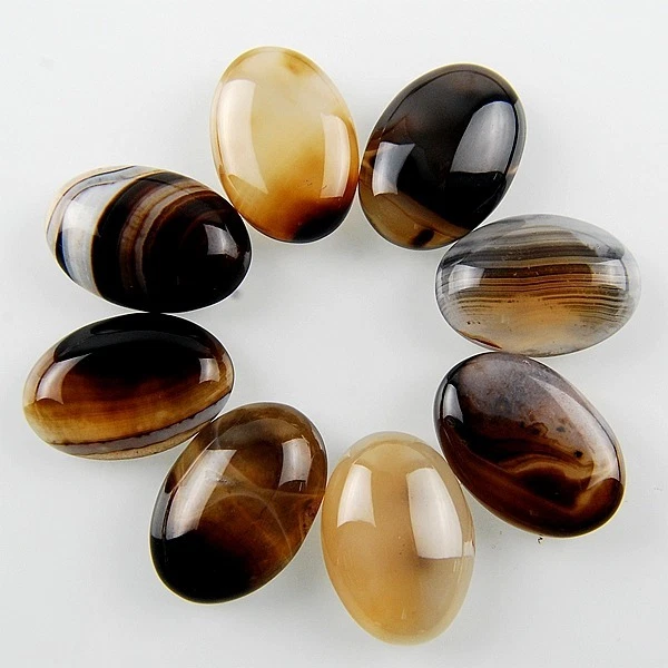 10 un. Delicioso Cabujón Café Ónix Ágata Ovalado CaB Sin Agujeros 25x18x7mm Nuevo GQ Foto 1 de 1