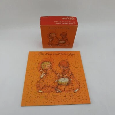 Vintage 1977 Sprinkgbok Puzzle Orange 70s Hallmark Friendship doubles Mary Artis - Image 1 of 4