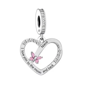 💝 Nichte Charm I Love You To The Moon & Back 925 Sterling Silber Geschenk - Bild 1 von 7