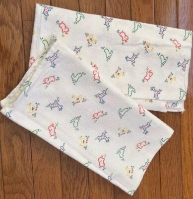 Manta de franela para recibir bebés de colección hecha en EE. UU. borde cosido animales delgados lote de 2 Foto 1 de 4