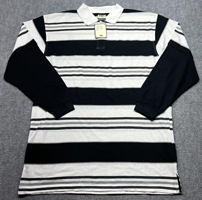 Camisa Polo De Colección PJ Mark Para Hombres XL Negra Blanca Rayas Ropa de Calle Años 90 Y2K Nueva Foto 1 de 4