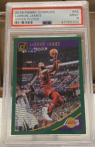 2018-19 Panini Donruss Green Flood LeBron James #94 PSA 9
