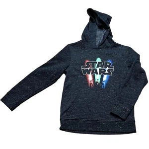 Star Wars Sweatshirt Youth Size L Grey Speckled Light Sabers Fleece Lined - Picture 1 of 4
