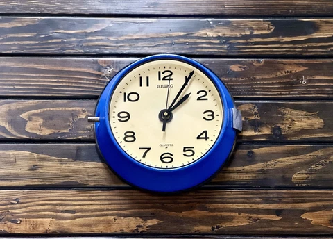 Modern Retro Style Lapis Blue Paint Coating Nautical Seiko Quartz Wall Clock Cover