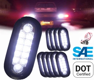 10 Bright WHITE Oval Back-up Reverse Fog LED Light w Grommet Plug TRUCK TRAILER - Picture 1 of 9