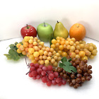 Lot réaliste de faux fruits vintage en plastique, pomme verte orange poire raisin