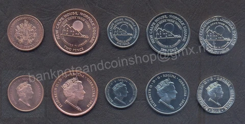 GIBRALTAR COIN SET 1+2+5+10+20 Pence 2017-2018 UNC LOT of 5 COINS Cover