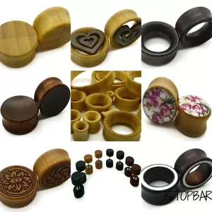 6MM-30MM ORGANIC WOOD EAR PLUG TUNNEL TAPER STRETCHER SADDLE WOODEN FLESH BAMBOO - Picture 1 of 8