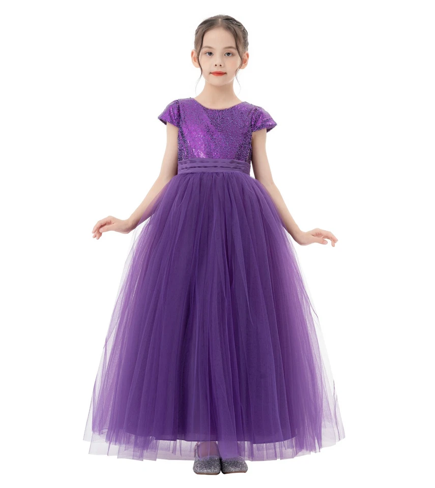 Sequin Flower Girl Dresses Cap Sleeves V-Back Sequin Dress Vintage Toddler Dress - Image 1 of 1