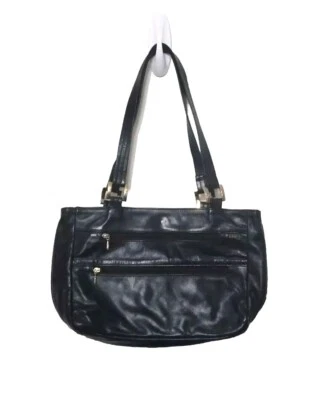 Vintage SAS Blue Leather Shoulder Bag Double Shoulder Straps Zip Snap Front 12x8 - Image 1 of 4