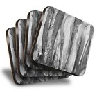 Set of 4 Square Coasters - BW - Stained Glass Ink Art  #36930