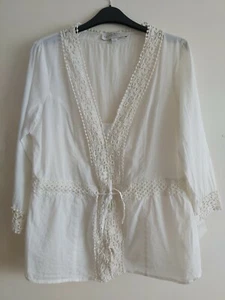 Edina Ronay Elfenbein Baumwolle und Spitze Bluse Top 12/M Neu ohne Etikett - Bild 1 von 10